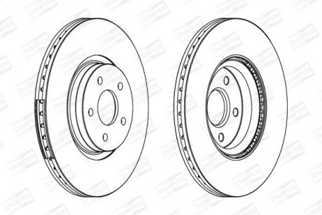 Гальмівний диск передній Ford Focus II, III, Kuga II, Transit Connect / Volvo C70, S40, V40, V50 CHAMPION 562434CH-1