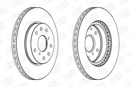 Диск тормозной передний (кратно 2шт.) Fiat Sedici (06-14)/Suzuki SX4 (06-), Vitara (LY) (15-) CHAMPION 562534CH