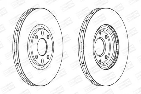 Диск тормозной передний (кратно 2) Citroen C4 I (06-), DS 5 (11-15)/Peugeot 2008 II (Ud_, Us_, Uy_, Uk_) (19-) CHAMPION 562641CH (фото 1)