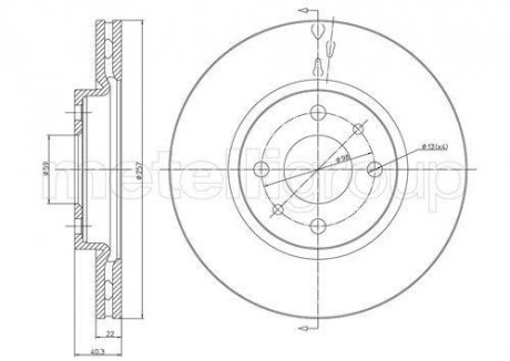 Тормозной диск перед. Doblo 05-10 (257x22) CIFAM 800-407C