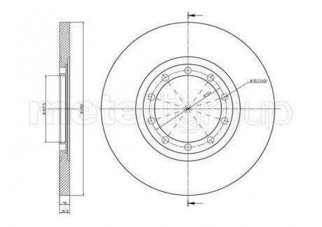 Гальмівний диск зад. Transit V347 06- (H=16mm) CIFAM 800-998C