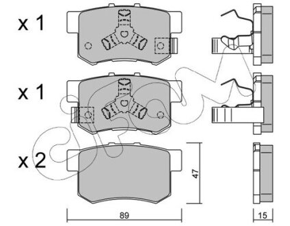 Тормозные колодки зад. Civic 98-/Accord 90-03 (Akebono) (47,8x88,9x14,5) CIFAM 822-173-1