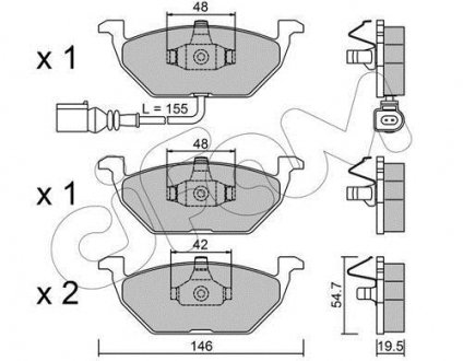 Тормозные колодки пер. Caddy III/Golf V/Octavia/A3 03- (с датчиком) CIFAM 822-211-2