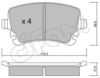 Тормозные колодки задн. AUDI A4/A6/A8 04- VW T5 CIFAM 822-554-2