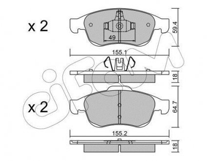 Тормозные колодки пер. Megane 09-/Duster 10-/Dokker 13- CIFAM 822-817-0 (фото 1)