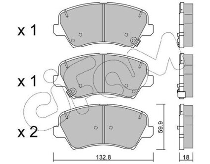 KIA Колодки тормозные передние Ceed 13-, Carens 1,7CRDi 13- CIFAM 822-944-0