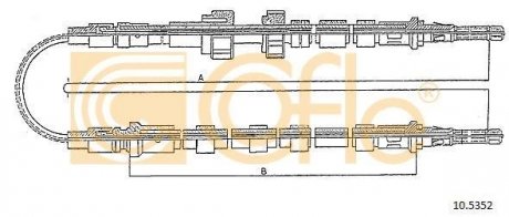 Трос ручного тормоза зад. Ford Escort/Orion 5/91- 3273/1311+1400 COFLE 10.5352