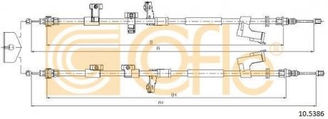 Трос ручного тормоза зад. Ford Kuga all 03/13 - 2020/1900 + 1925/1805 COFLE 10.5386