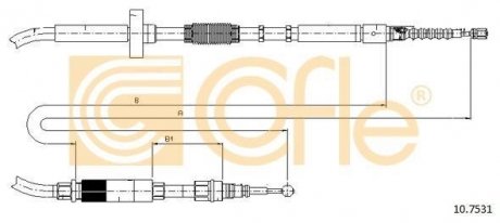 Трос ручного тормоза задний. L/P 1805/1640 Audi A4 01.95- COFLE 10.7531