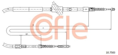 Трос ручного тормоза L/P Audi A6 95- COFLE 10.7583