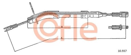 Трос ручного тормоза левый DB W123 76-85 COFLE 10.937