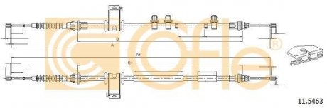 Трос ручного гальма зад. Ford Fiesta 2009- 1360/1195+ 1325/1165 COFLE 11.5463