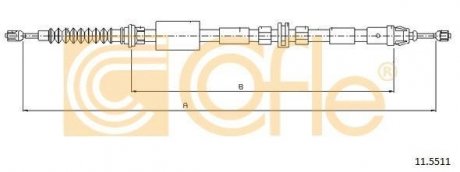 Трос ручного гальма зад. Mondeo III/IV 00- Л=Пр. (1735/1532) COFLE 11.5511