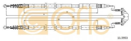 Трос ручного гальма задн. L/P Opel Astra H універсал 1.4-2.0 T 08.04- COFLE 11.5953