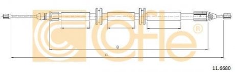 Трос ручного гальма Renault Kangoo Express 1.9 dCi 03-06 (F9Q 790) COFLE 11.6680