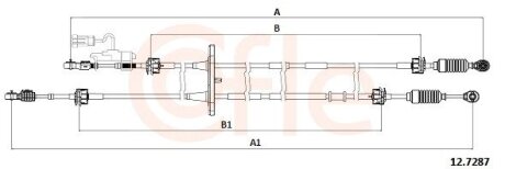 Трос КПП Fiat Doblo 1.6-2.0D 10- (1452/1325mm) COFLE 12.7287 (фото 1)