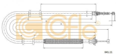 Трос ручного гальма зад. лівий Fiat Doblo 01- COFLE 641.11