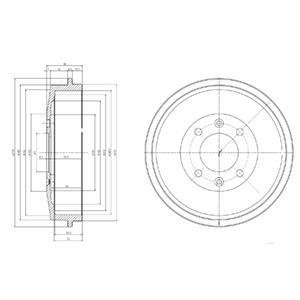 Тормозной барабан задний CITROEN BERLINGO, C15, XSARA, XSARA PICASSO, ZX PEUGEOT 305, 305 I, 305 II, 306, 405 I, 405 II, 406, PARTNER, PARTNER TEPEE, PARTNERSPACE 1.1-Electric 10.77- Delphi BF169 (фото 1)