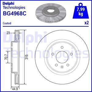 OPEL Диск тормозн.задн. Insignia B Delphi BG4968C