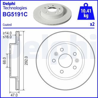 Гальмівний диск Delphi BG5191C