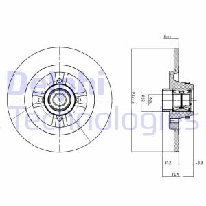 Гальмівний диск з підшипником Delphi BG9025RS