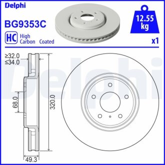 Гальмівний диск Delphi BG9353C (фото 1)