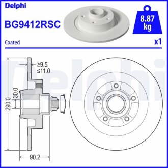 Гальмівний диск з підшипником Delphi BG9412RSC