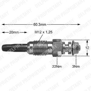 Свеча накала (11 V) AUDI VW SEAT SKODA VOLVO... Delphi HDS343 (фото 1)