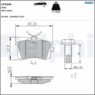 Комплект гальмівних колодок Delphi LP3346