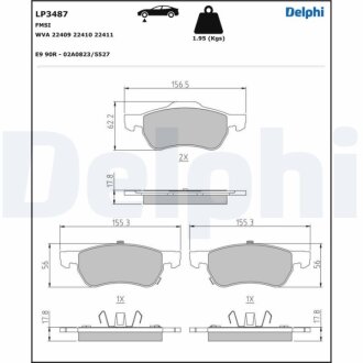 Комплект гальмівних колодок Delphi LP3487