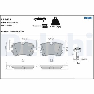 Комплект гальмівних колодок Delphi LP3671