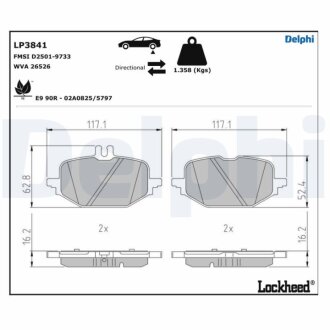 Комплект гальмівних колодок Delphi LP3841