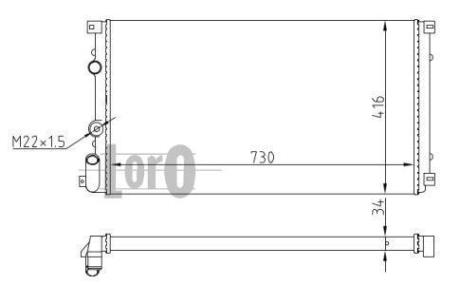 Радіатор води Master/Movano II 1.9/2.2/ dCi 97> (730x415x23) термовикл. DEPO 042-017-0025