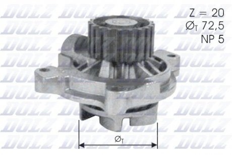 VW Помпа воды Audi 100 2.4D,2.5TDI 91- DOLZ A-180
