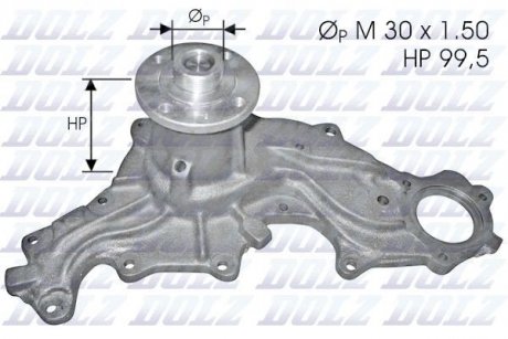 FORD Помпа воды Sierra V6 2.0,2.3,2.8 84- DOLZ F-120