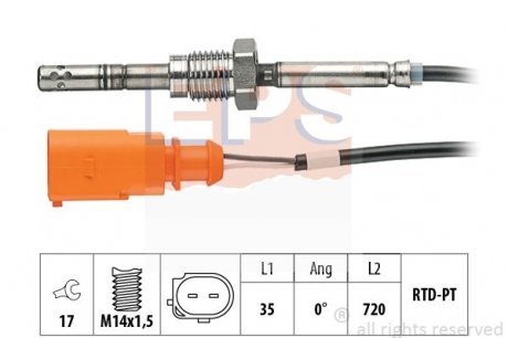 Датчик температури випускних газів (після каталізатора) VW T5/T6 2.0TDI 09- EPS 1.220.076 (фото 1)