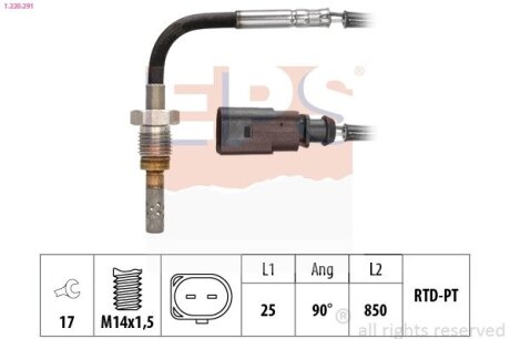 Датчик температуры выпускных газов VAG Octavia III 1.6TDI 12-/Golf VII 1.6TDI 13- EPS 1.220.291