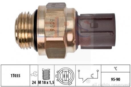 Датчик вентилятора Honda Accord,Civic 92- (95°C-90°C) EPS 1.850.196 (фото 1)