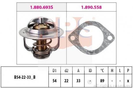 Термостат 89°C (з прокладкою) Opel Astra G/Combo 1.7D/Dti 01- EPS 1.880.693