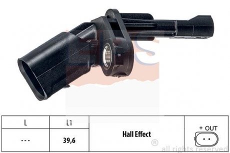 VW Датчик ABS задн.лев.T5,Passat 00-,Skoda Octavia 04-,Superb 08- EPS 1.960.009