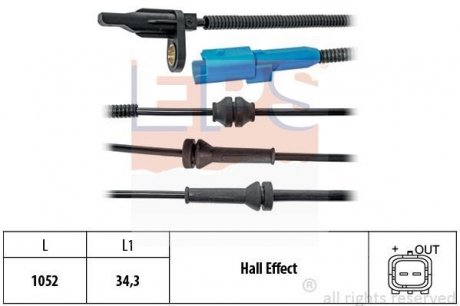 Датчик ABS передн. С3 ||, C3 Picasso, C4 Cactus, DS3 EPS 1.960.025 (фото 1)