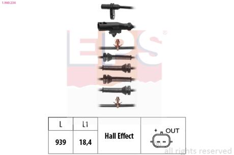 Датчик ABS задний Renault Kadjar, Koleos II 1.2-2.0D 06.15- EPS 1.960.234