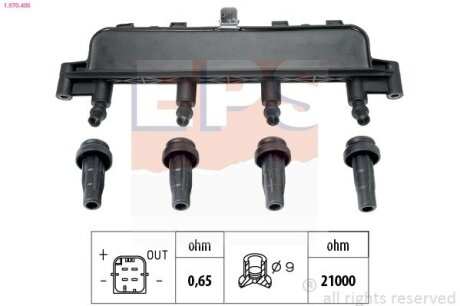 CITROEN Катушка зажигания 1,1-1,6i: Berlingo, C2/3, Xsara PEUGEOT 1,1-1,6i EPS 1.970.405