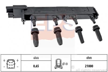 CITROEN Катушка зажигания C4,5,Jumpy,Peugeot 206,307,406,407 EPS 1.970.408