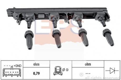 CITROEN Катушка зажигания PEUGEOT 307/407 2,0 02-C4/C5 2,0 16V 04-. EPS 1.970.476