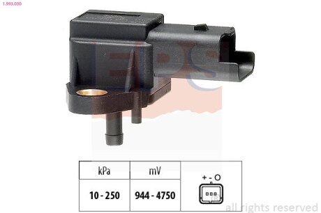 Датчик тиску повітря Citroen C5, C8, Evasion, Jumpy, Xantia Fiat Scudo, Ulysse Lancia Phedra, Zeta Peugeot 406, 607, 806, 807, Expert Suzuki Grand Vitara 2.0D/2.2D 06.98- EPS 1.993.030