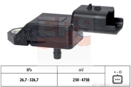 Датчик вакууму Citroën C3 II 1.4 Hdi 09- C5 (Rc_, Rd_) 2.2 Hdi// Ford FiestaVII 1.4 Tdci 10- / Peugeot 407 (6D_) 2.2 Hdi 06- EPS 1.993.134