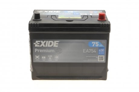 АКБ 6СТ-75 R+ (пт630) (необслуж) Asia Premium EXIDE EA754 (фото 1)