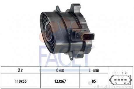 Расходомер воздуха BMW 3(E46/E90)/ 5(E60)/X3(E83) 2.0D/2.5D/3.0D 03-11 FACET 10.1005