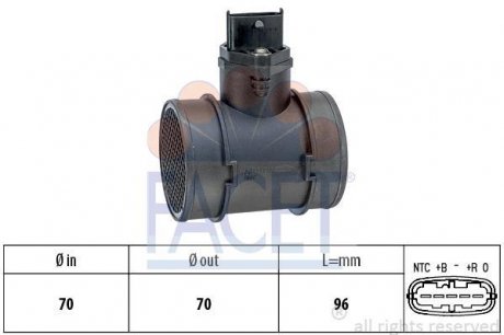 Расходомер воздуха (5 конт.) Combo 1.7Di/DTi 01- (48/55kw) FACET 10.1155